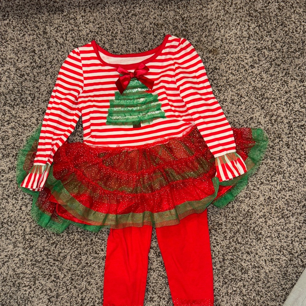 Festive Striped Christmas Tree Costume for Kids